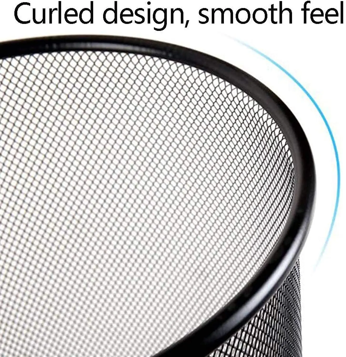 Mesh Waste Garbage Trash Bin Pop up Open Top Wire Metal Customized Logo Round Office Home Hotel Room Kitchen or Outdoor Black