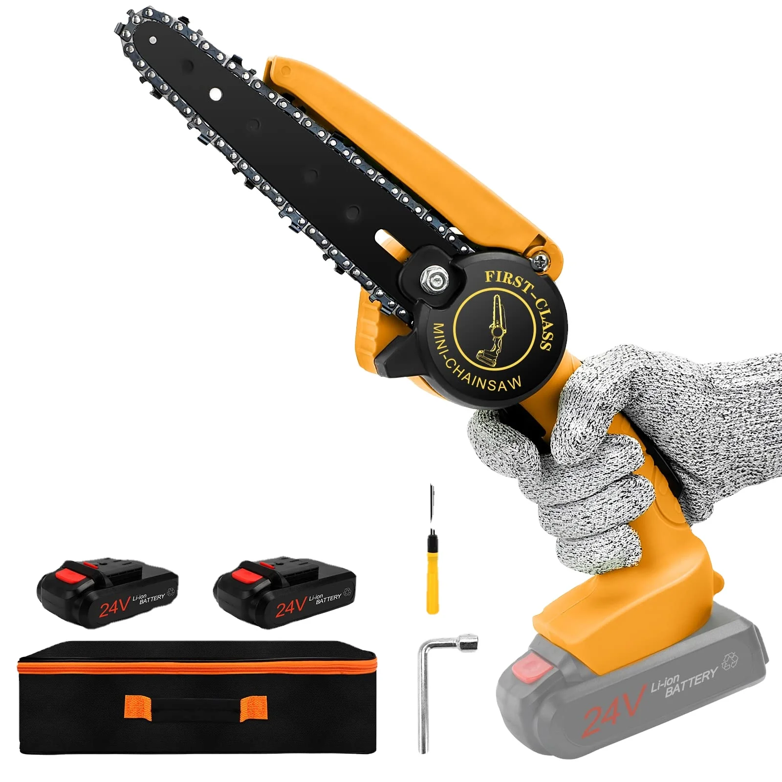 6inch Mini Chainsaw Small Battery Machine Wooden Tree Cutting Rechargeable Cordless Chainsaw