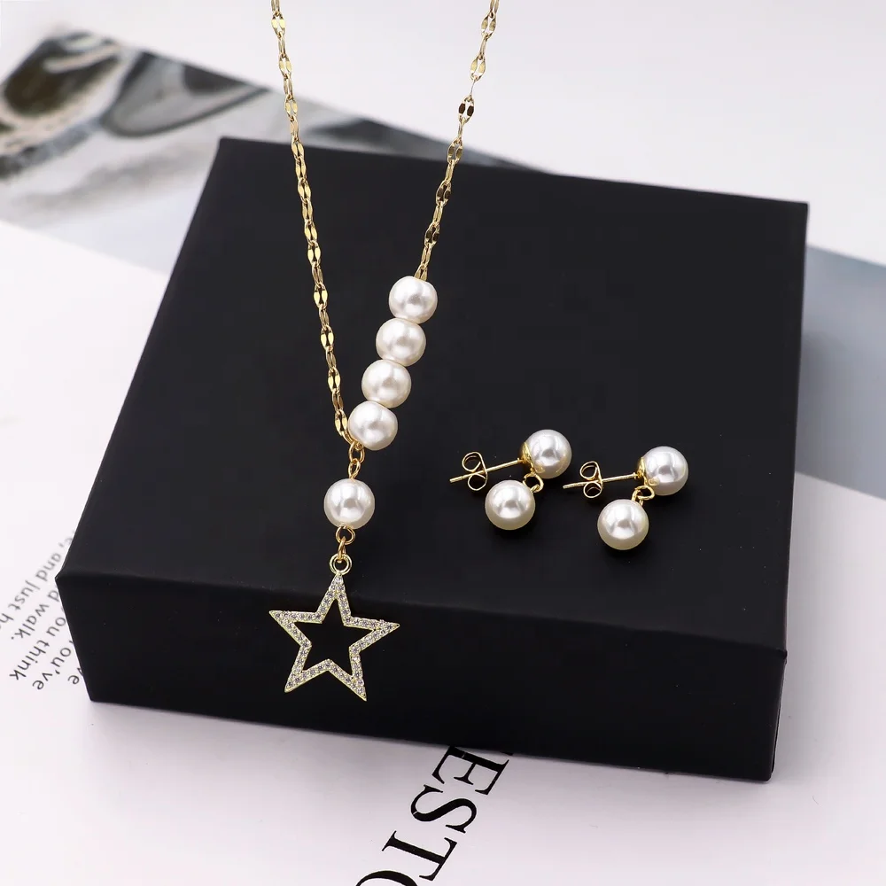 Stainless Steel Pearl Chain Hollow Heart Round Fashion Jewelleries Ladies Jewellery