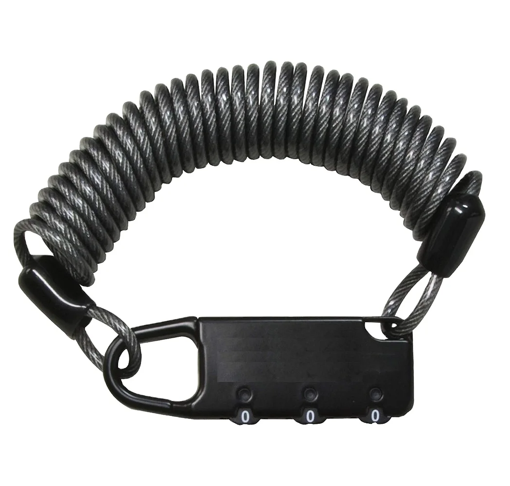 3 Digit Combination Anti-theft Motorcycle Bicycle Lock 2.5mm*180cm -Black