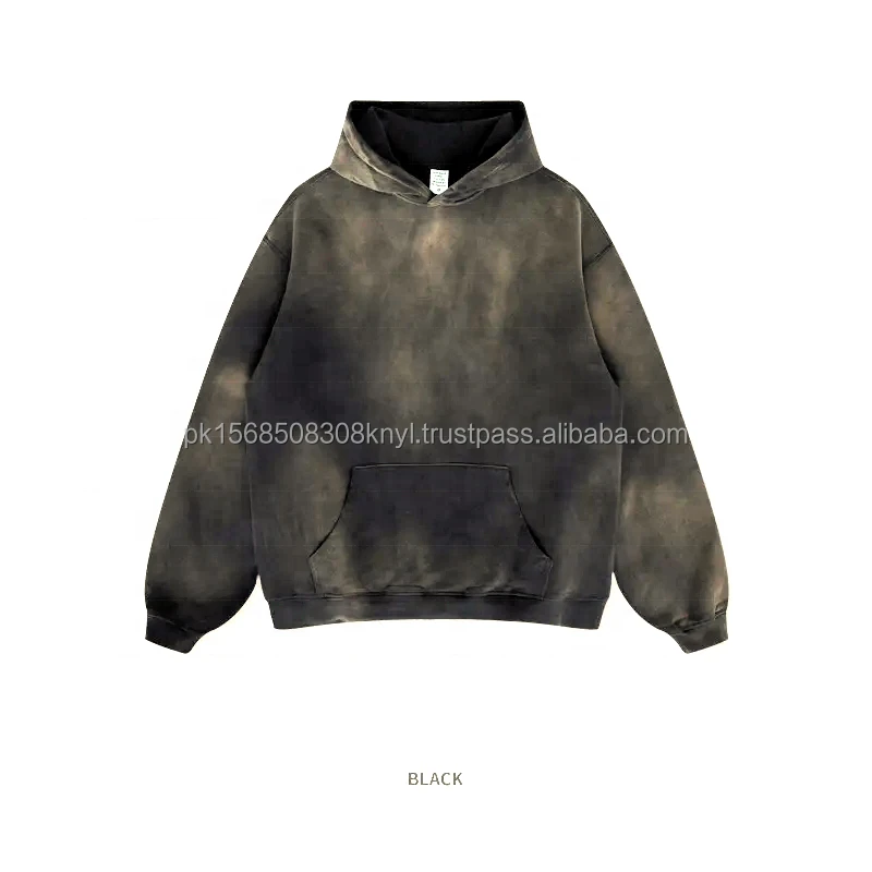 Custom Logo Men High Quality Acid Wash Hoodies And Sweat Shirt Male