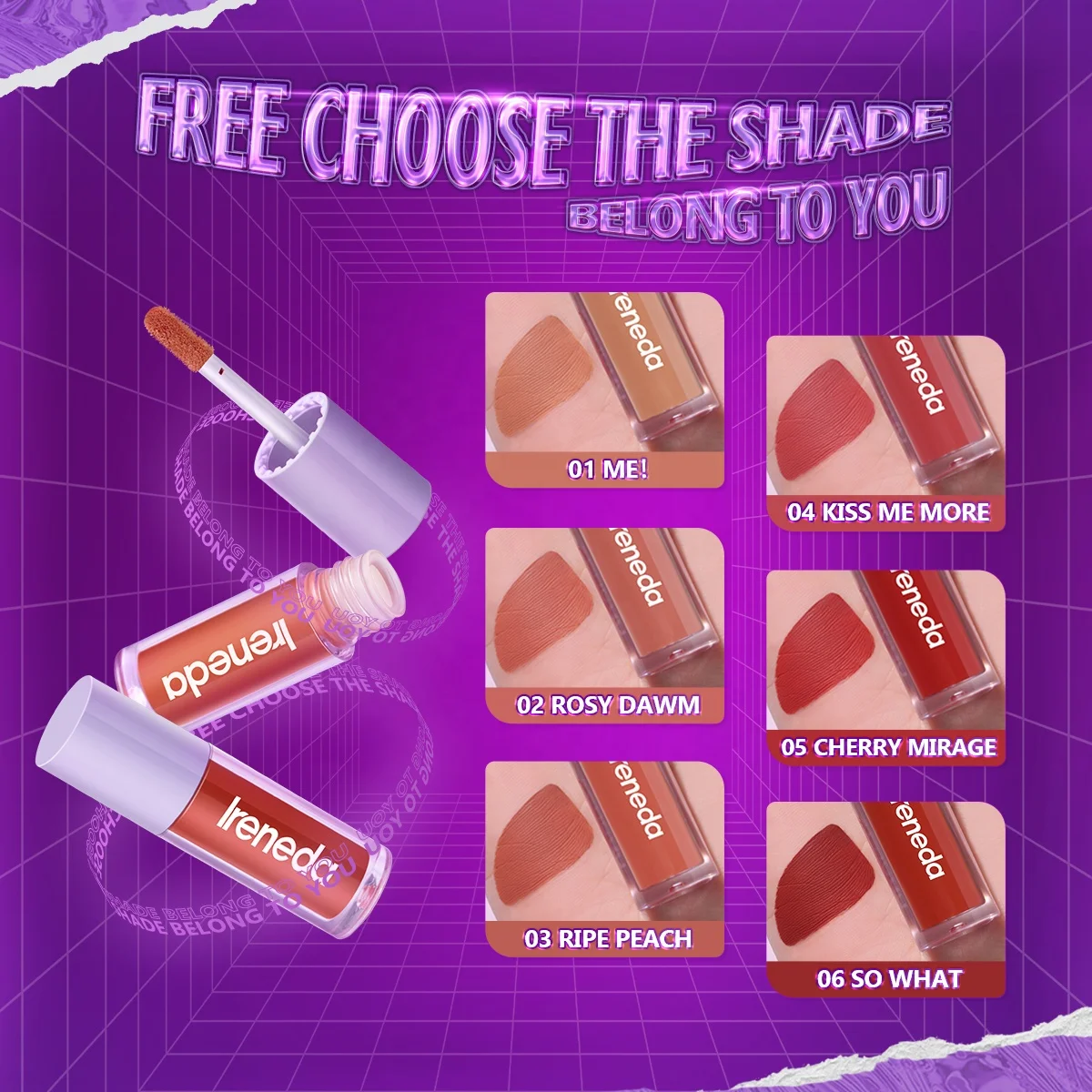 IRENEDA IR03 Makeup Lipstick Wholesale Cruelty Free Lasting Pure Matte Lipstick Liquid