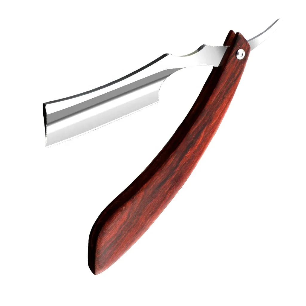 High Quality Straight Edge Razors Blade Stainless Steel Barber Wood Foldable Handle Beard And Hair Razor Adjustable Custom Logo