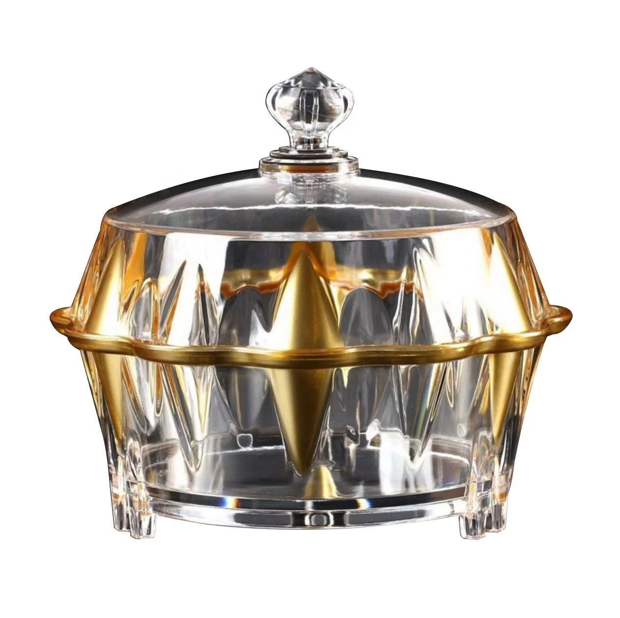 Gold Color Acrylic Sugar Candy Bowl with Lid