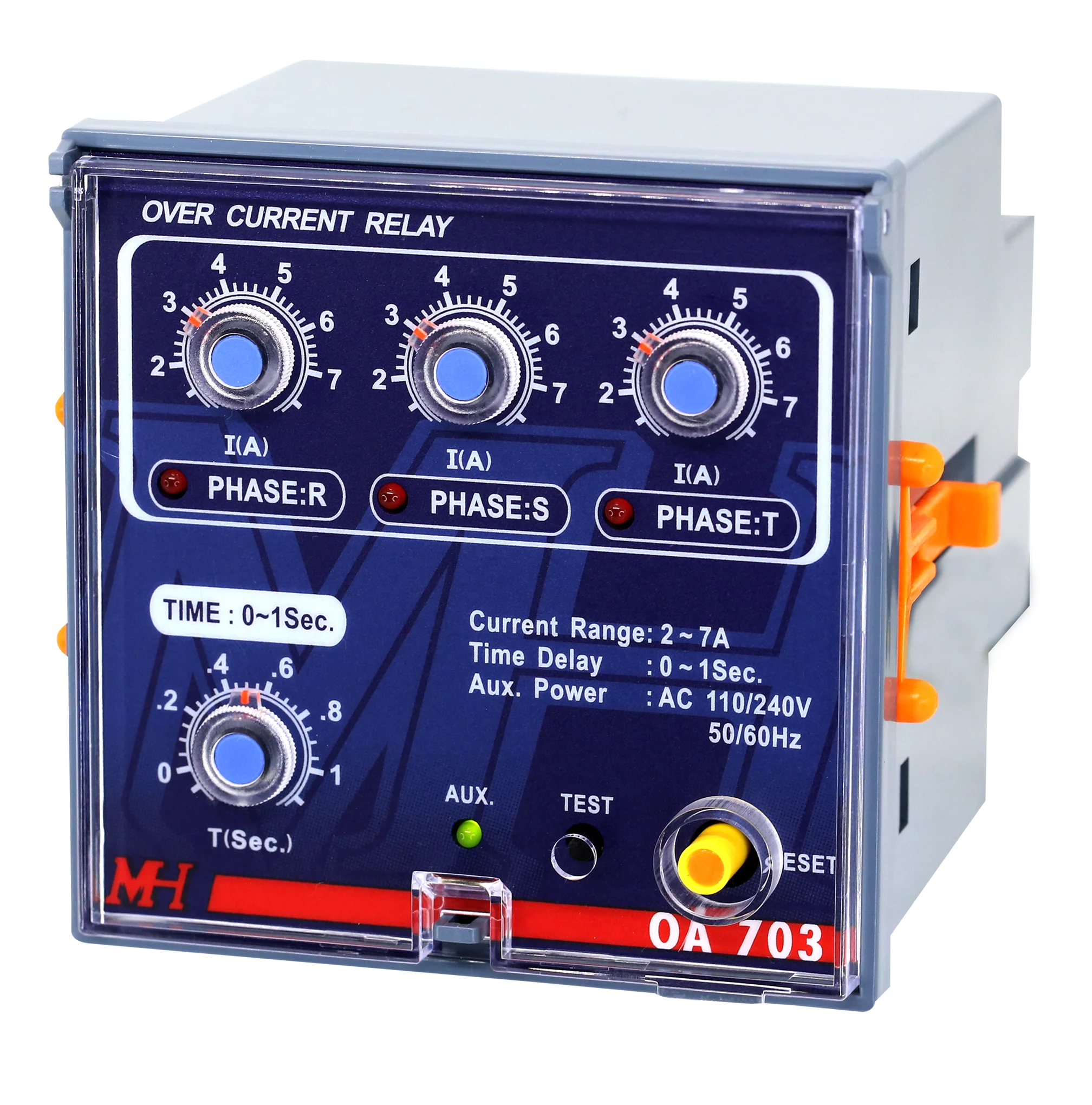 MH DTL реле перегрузки по току OA703 ANSI 50/51, 86 Панельное крепление 96x96 мм с уникальной механической кнопкой перемещения