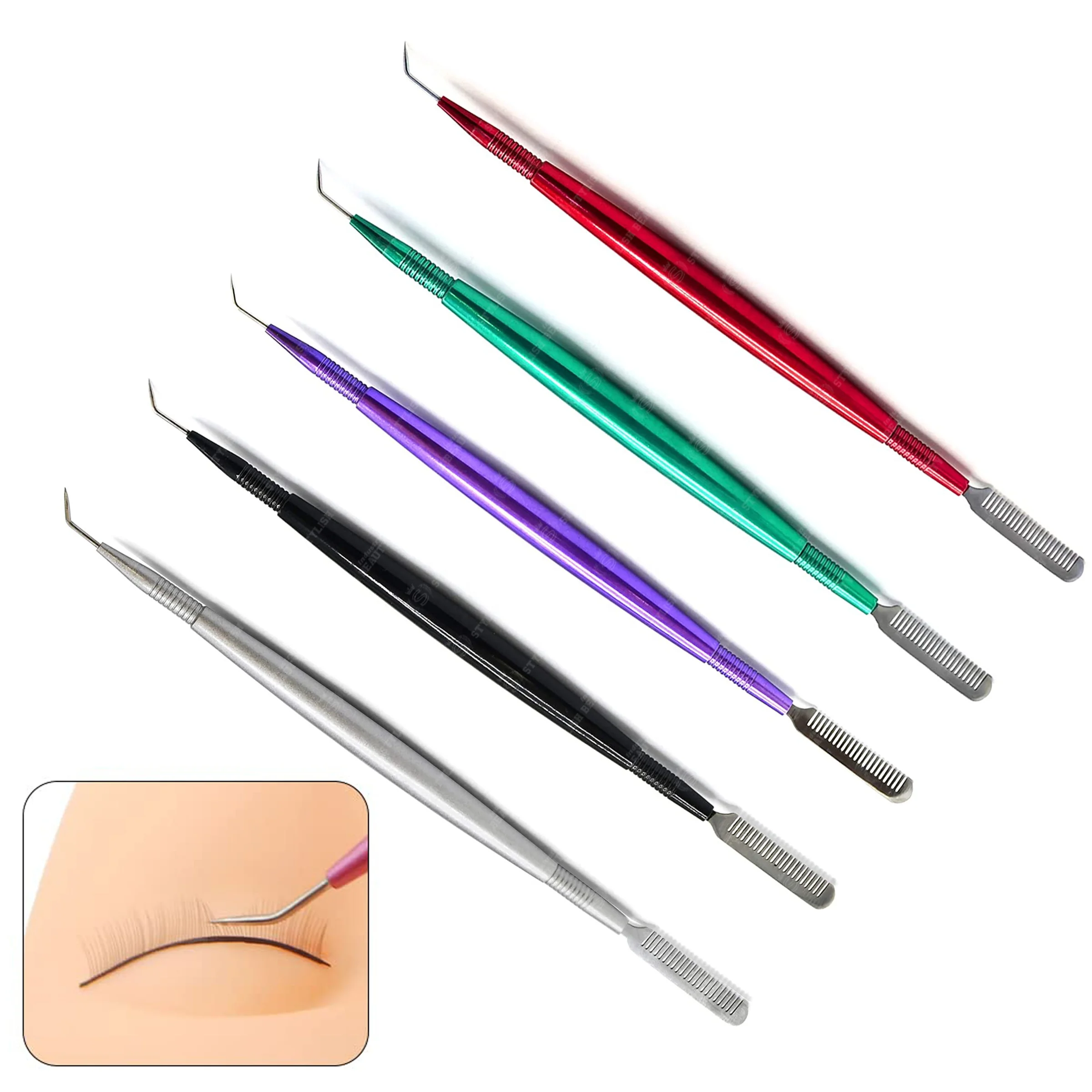 Top Quality Eyelash Lifting Tool Light Weight With Serrated Needle Lash Comb Eyelashes Separating Tools With Customized Logo