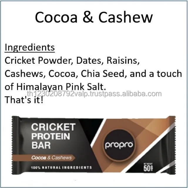Propro Energy Bar Cricket Protein 50 g 5 flavors 100% Natural Ingredients