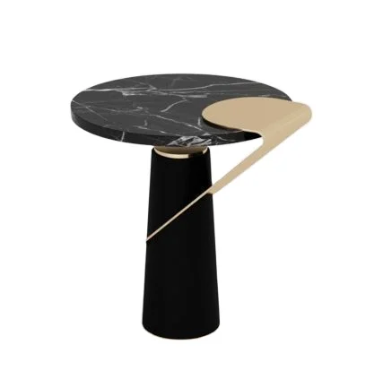 Black Marble With Round Metal Golden Attached Design Side Sofa Coffee Table Home Decor New Design