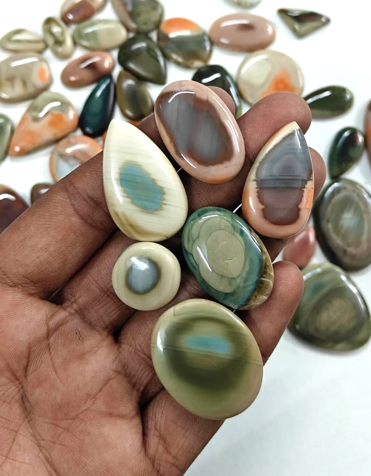 2024 Natural Imperial Jasper Cabochon Lot Mix Shape Size Imperial Jasper Gemstones Jewelry Making Bulk Supplier from Jaipur