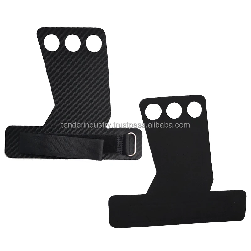 Gym Exercise Fitness Weight Lifting 3 Hole Hand Grips Custom Logo Weightlifting Gymnastic Carbon Grips