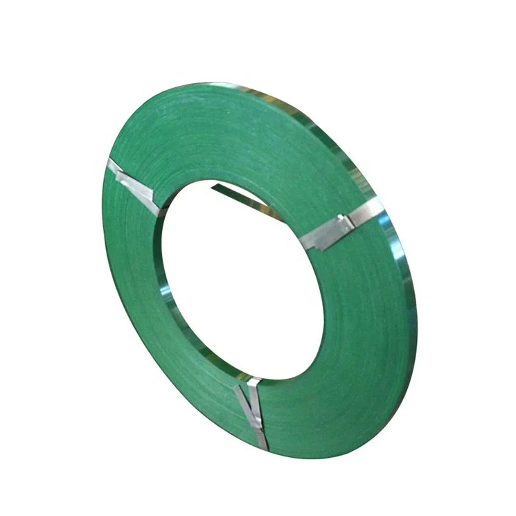 Heavy Duty 0.8*32mm 45kgs/coil green coated steel strapping metal strapping belt metal strap band