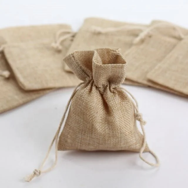 Eco friendly customized quality printed burlap jute drawstring bag High Quality Wholesale Hessian Drawstring Gift Bag