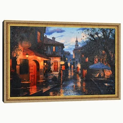 New Arrivals Wall Art Painting Lushpin Evening Street European Playg on Canvas Oil Painting Best Selling Home Decor Canvas Print