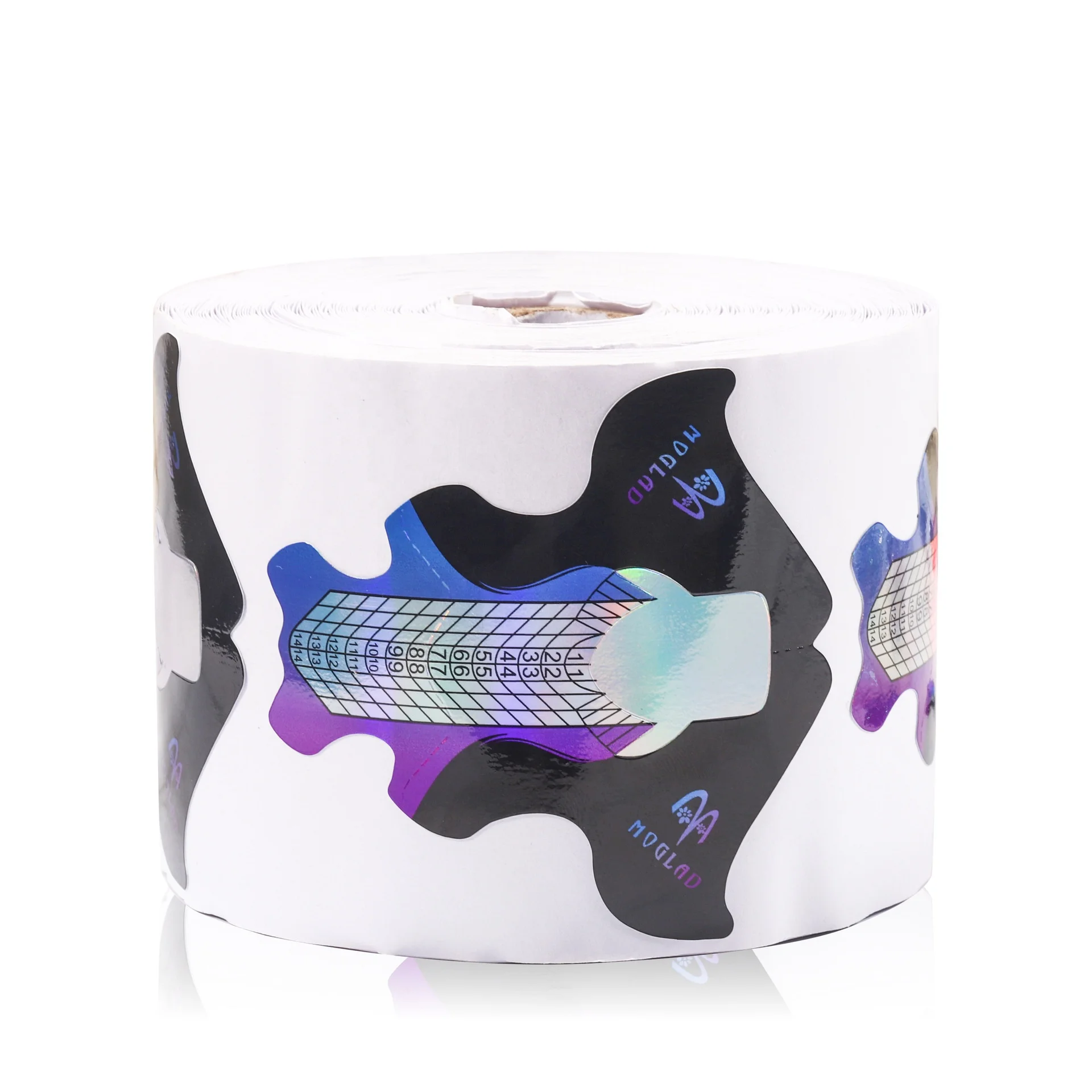 Custom Logo Nail Forms Manicure Tool 300 pcs/roll French Gel Nails Extension Form Professional Paper Nail Form with aluminium