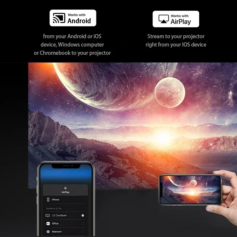 AUN ET50S MINI Projector Android Full HD 1080P Home Theater Cinema Projectors LED portable 4K Video Beamer WIFI Mobile Phone