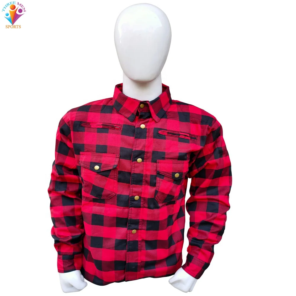 Rider Motorcycle Motorbike Shirt full Check Made with kevlar Men amored shirt red armor flannel shirt for biker protection