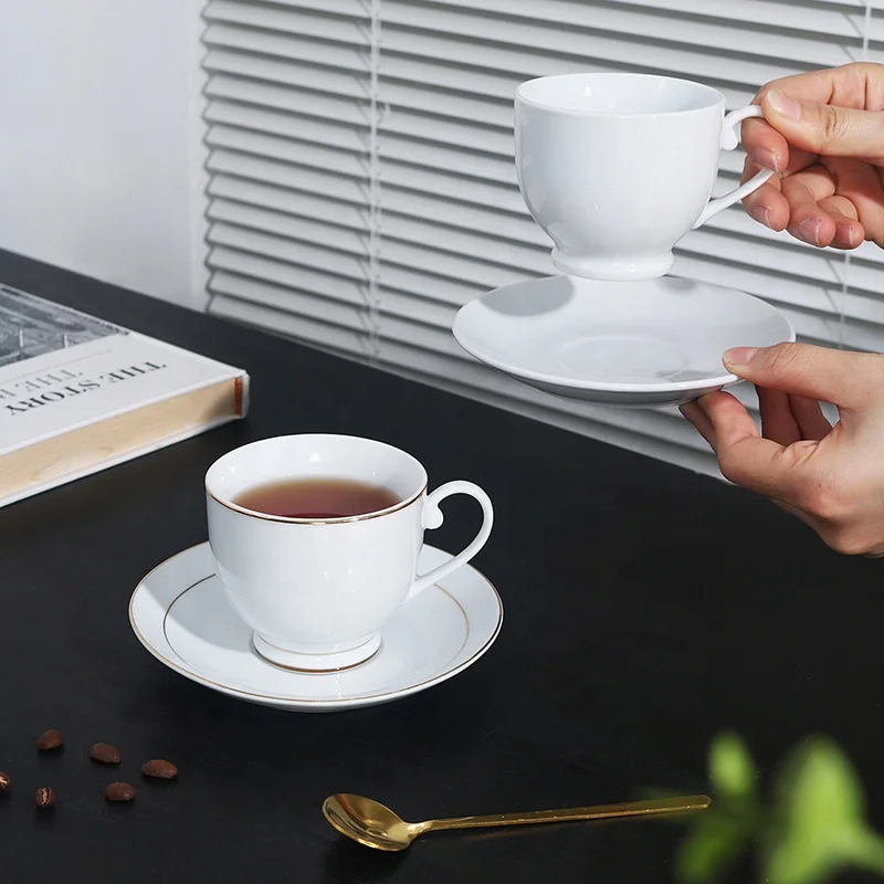 Porcelain Tea Cup Set Design Arabic Espresso Ceramic Reusable Coffee Cups with Saucers Set
