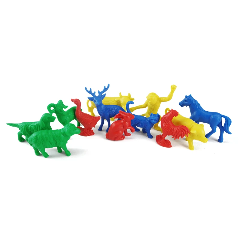 Plastic Domestic Animals Counters, Rainbow Colors Animals Figures Counters, Farm Animals STEM Sorting and Counting Game