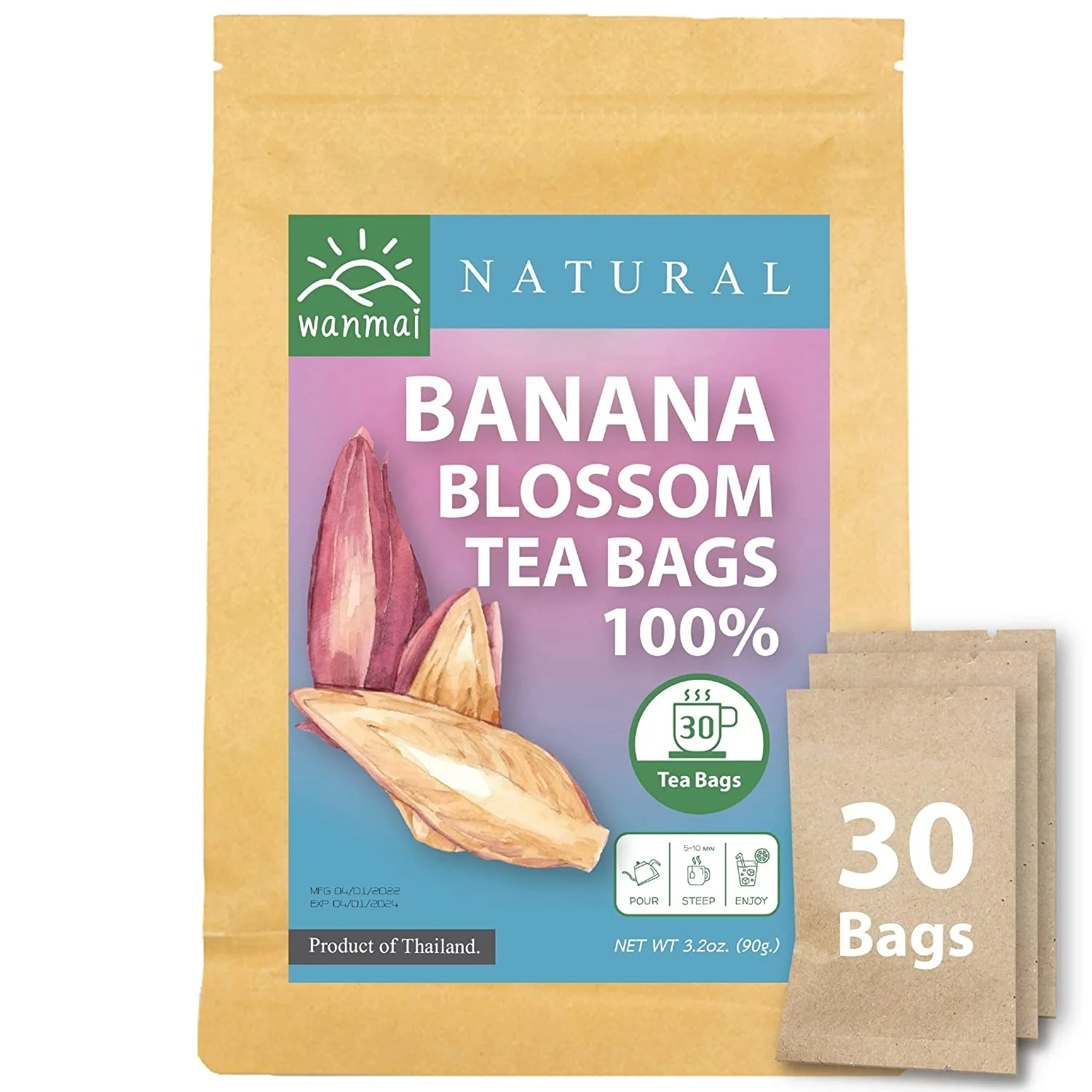 WANMAI29  Banana blossom Tea Supports Vegan and Ketogenic Diets 100% Real Herb in Kraft Steeping Bag