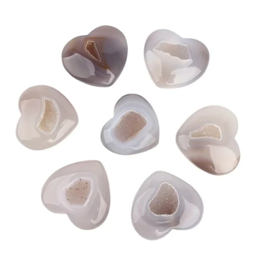 Druzy Agate Heart Agate Cluster Hearts for Healing Decorative Agate Piece for Gift and Decoration