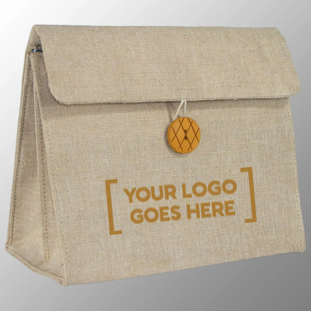 Large Cosmetic storage Bag made from Juco fabric Toilet Bag Makeup Bag Customized with your Logo with a Zipper Pocket Inside