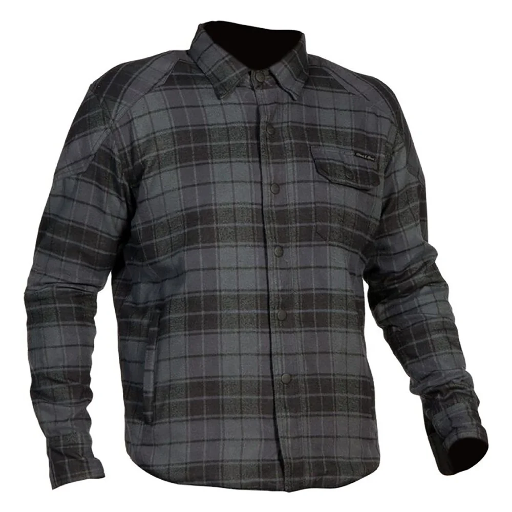 Motorcycle Flannel Shirt for Biker Men - CE Armor Protection with Multiple Pockets