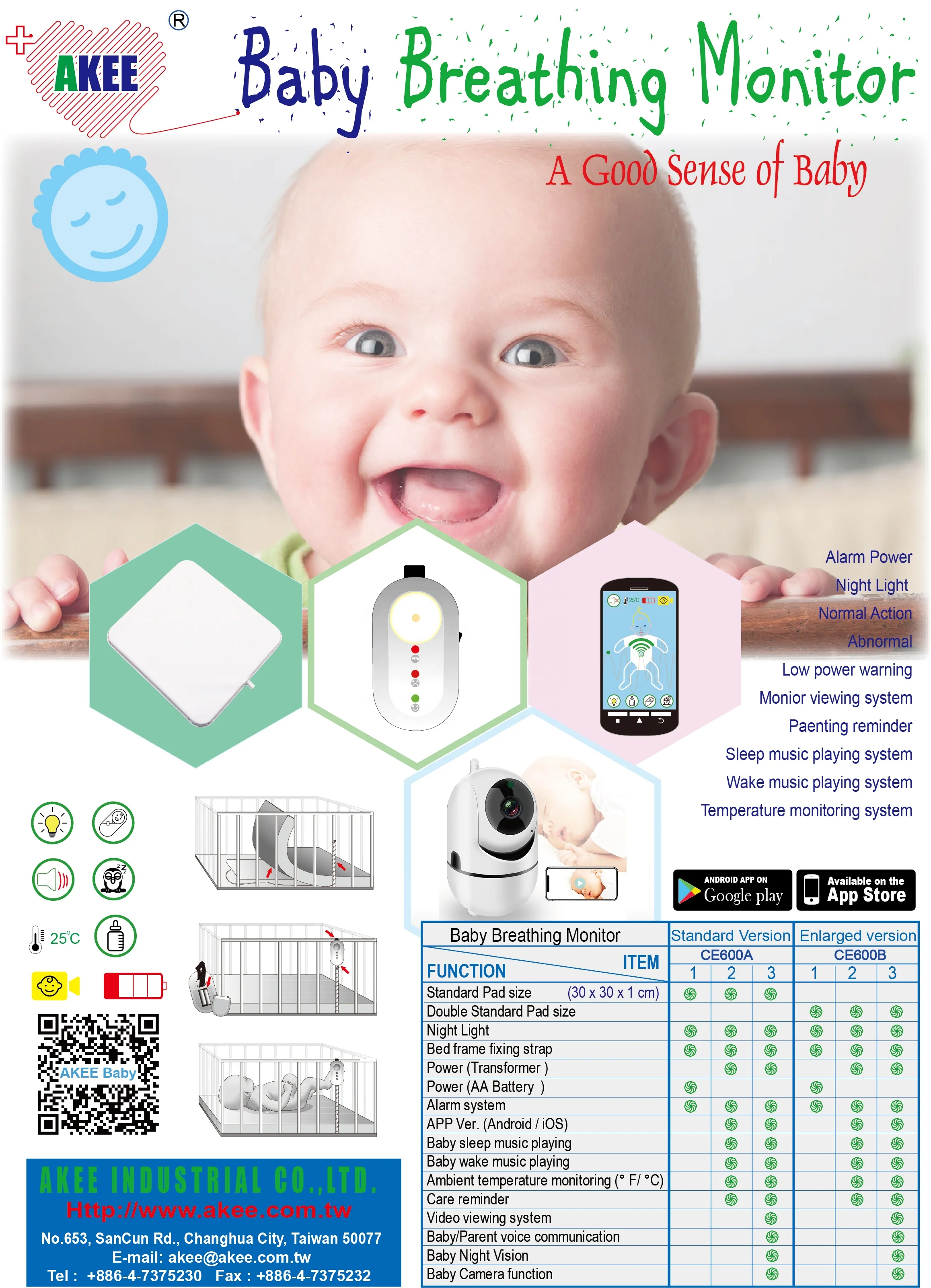 Standard baby sleeping rhythm monitor smart status danger alarm notification sensor with IOS/Android app  system | infant series