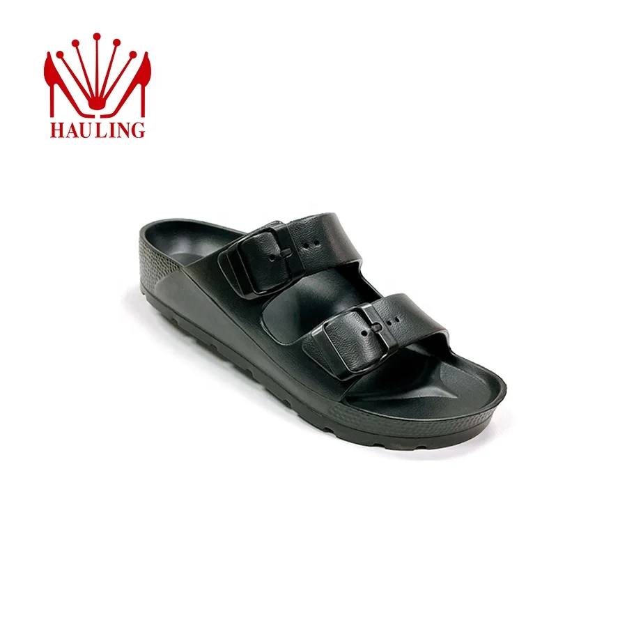 2020 custom logo design summer shoes gent slipper sandals man, adjustable buckle casual black slippers EVA sandals for men
