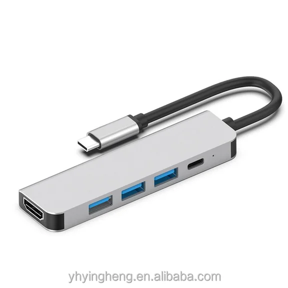 5-в-1 концентратор для ноутбука и планшета с HDMI, 3 USB-портами и быстрой зарядкой