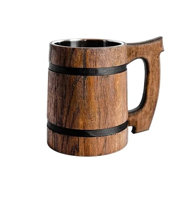 Best Selling Eco-Friendly Wooden Tankard Natural Wood Mug/Cup for Business Gifts Christmas Travel Mug Fathers Day Gift