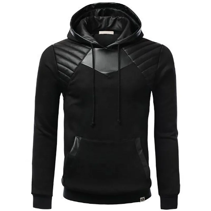  Индивидуальный дизайн OEM оптовая цена сделанный на заказ пуловер флисовая толстовка с кожаными нашивками