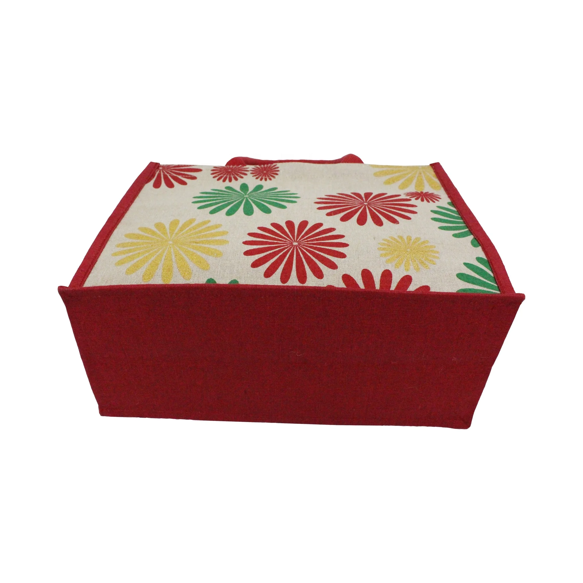 Indian Manufacturer of Multi color Floral Print Soft Padded Rope Handle Shopping Juco Bag For Wedding Gift
