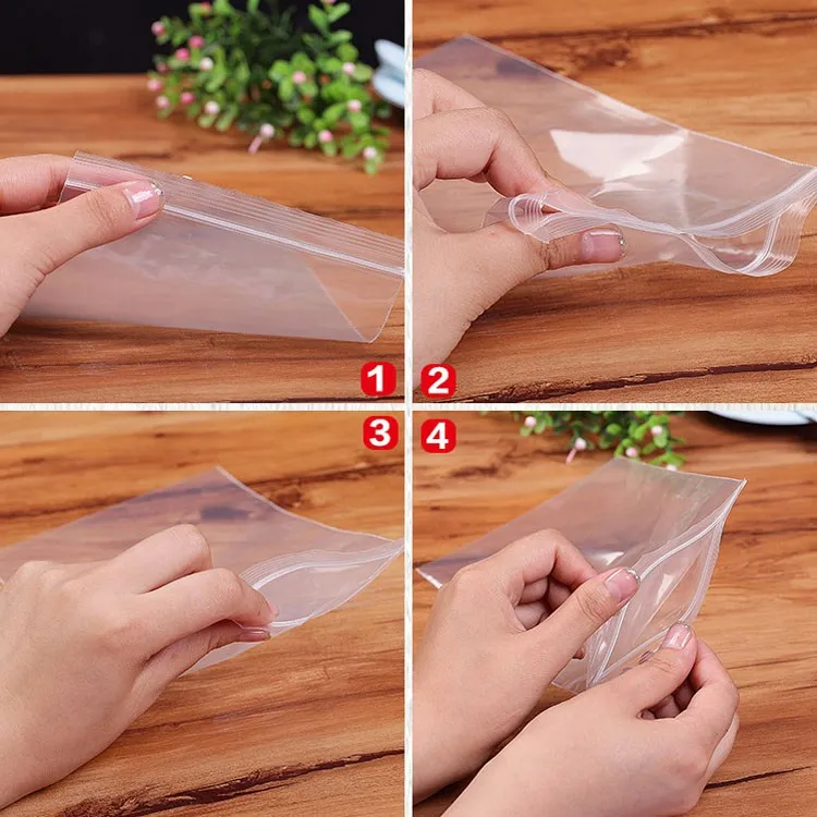 Clear LDPE Stand-Up Pouch Reclosable Zipper Moisture-Proof Self-Sealing Barrier Food Medical Storage PET Plastic Rice Packaging