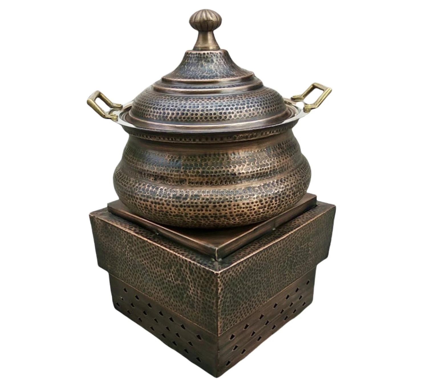 Antique Hammered Copper Chafing Dish Buffet Set for Catering