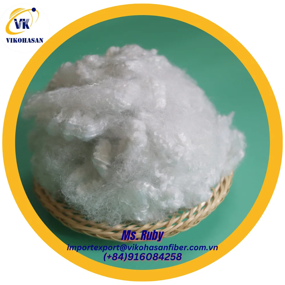 Recycled 100% from PET flakes Fibres 15D H Slick White Recycled Hollow Staple Fibers 100% Polyester for flame retardant material