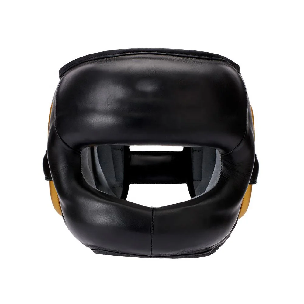 Professionally bright leather red boxing helmet factory price adjustable protection kick boxing head guard