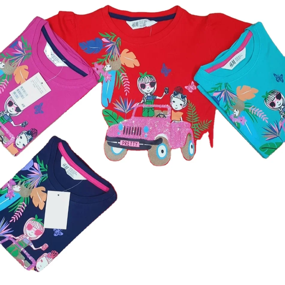 Branded girls spandex fancy sequence t-shirt.