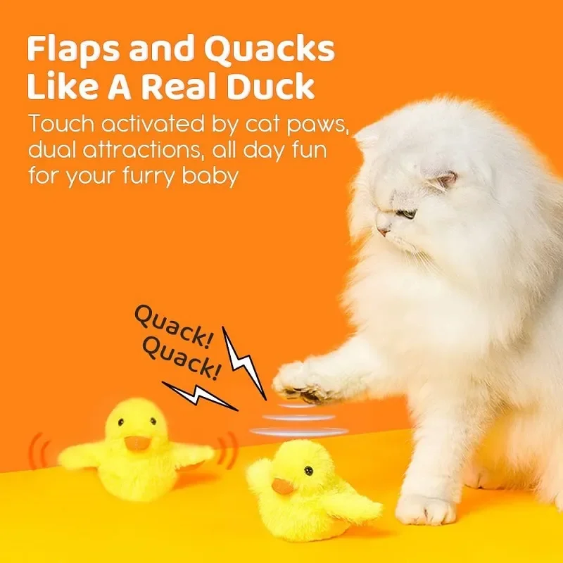 Flapping Duck Cat Toys Interactive Electric Bird Toys Washable Plush With Catnip Vibration Sensor Cats Game Kitten