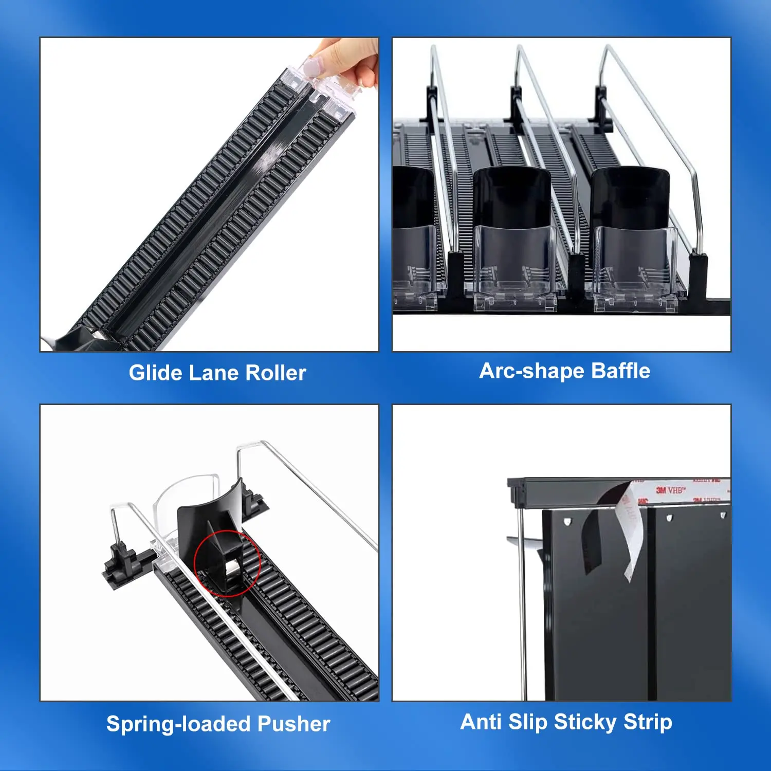 Adjustable Shelf Divider Push System Cigarettes Display Rack Automatic Refill Pushing Bottle Pusher for Smoke Shop Showcase