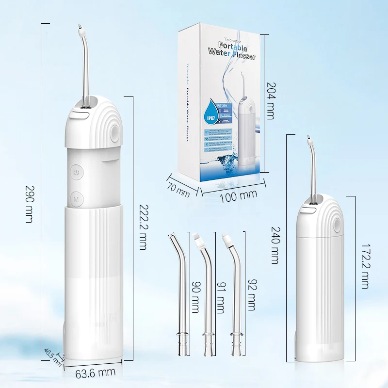 Water Flosser IPX7 Waterproof Rechargeable Cordless Electric Portable Teeth Cleaning Dental Floss Oral Irrigator Water Flosser
