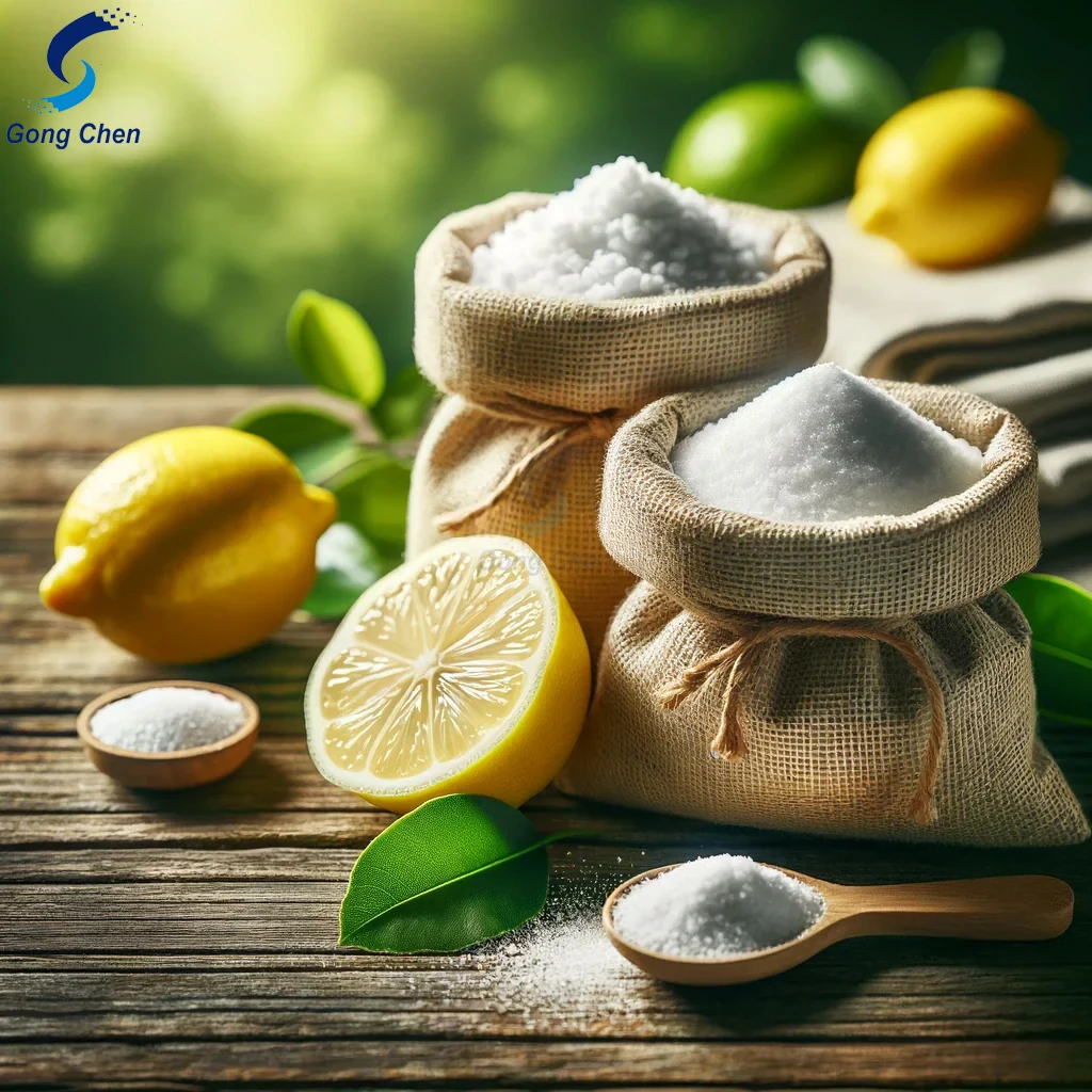 Лимонная кислота безводная Ухань Гончэн пищевая стабилизаторы ароматизаторы 25 кг для пищевой промышленности и производства напитков CAS 77-92-9