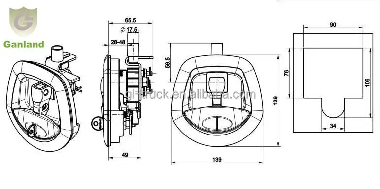 GL-12137 Truck Toolbox Heavy Duty Whale Tail T Handle Lock Latch for for Trailer Caravan Ute Canopy