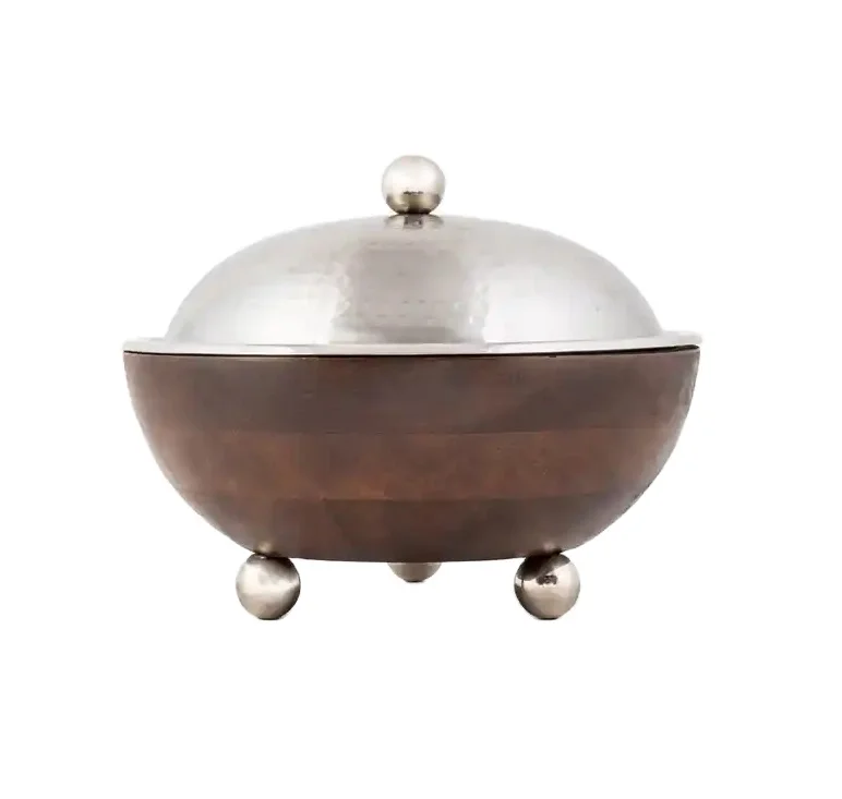 Metal And Wood Hotpot Excellent Quality Handmade Designer Fancy Casserole Customized Finished Wholesale Luxury Food Warmer