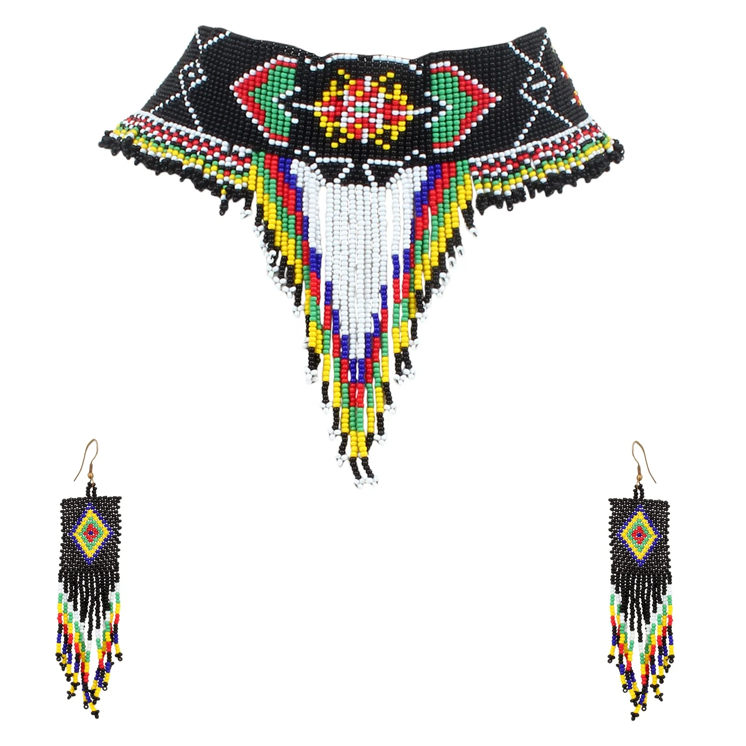 2022 Handmade Fashion  Necklace Set Trending  Designer Seed Bead Crocheted Multi Color Necklace  Set