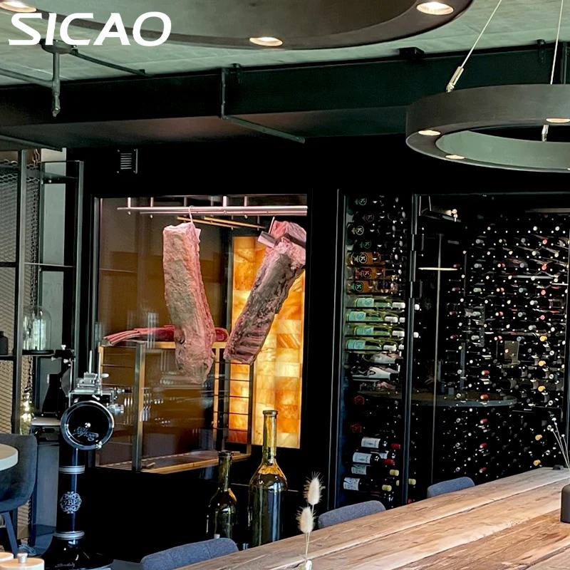 SICAO Custom Dry Aging Aged Cooler Refrigerator Fridge Glass Beef Meat Dry Dri Ager Cabinet Freezers Fro Smart air-dried meat