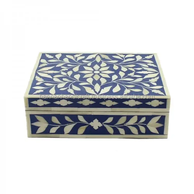 Custom Size & Design Floral Bone Inlay Jewelry Box Highly Crafted Marble Box with Mix Mother of Pearl from India