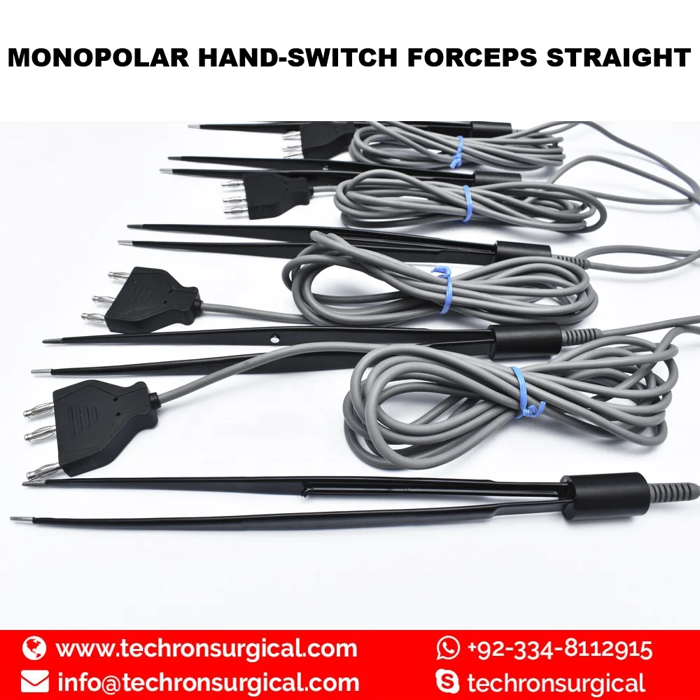 Serrated Tip Monopolar Hand Switch Forceps W/Fixed Cable