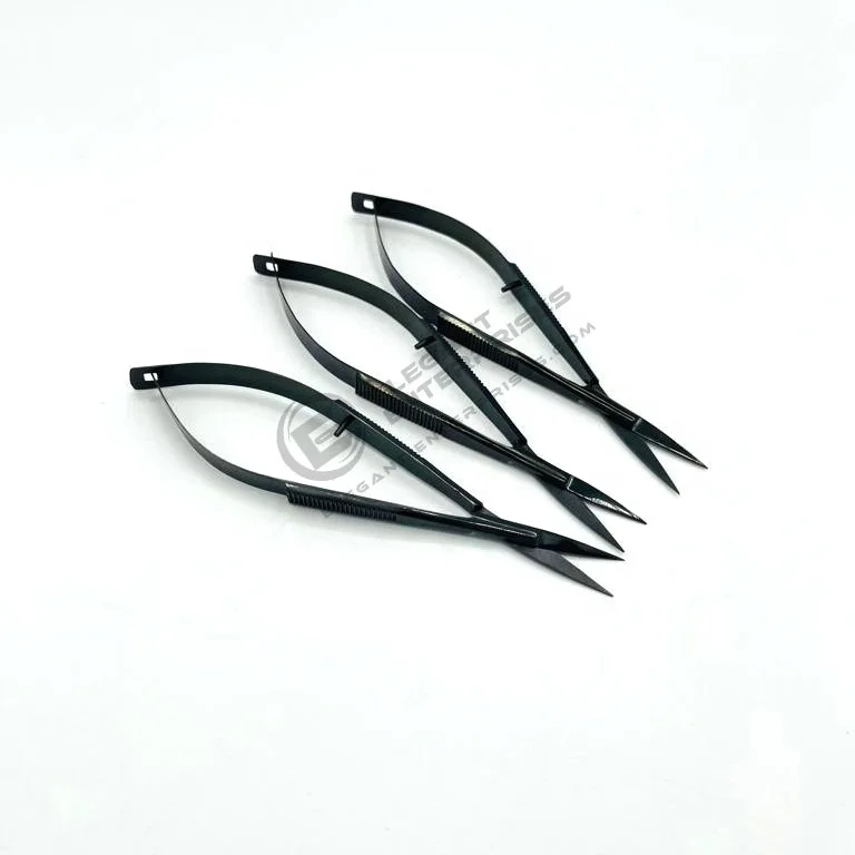 Оптовая продажа устойчивые микро-ножницы черные Плазменные маникюрные ножницы для ногтей острые изогнутые бровей Настраиваемые