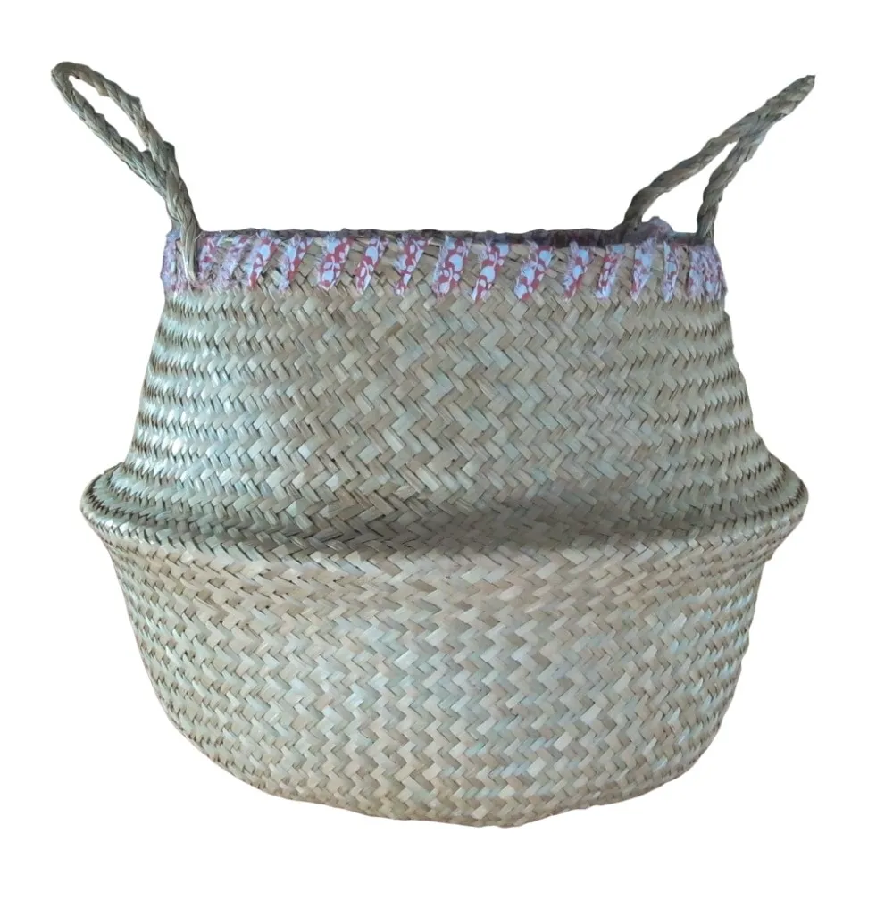 Eco friendly straw basket made in Vientam woven by hand high quality and cheap price seagrass storage basket kitchen rope basket