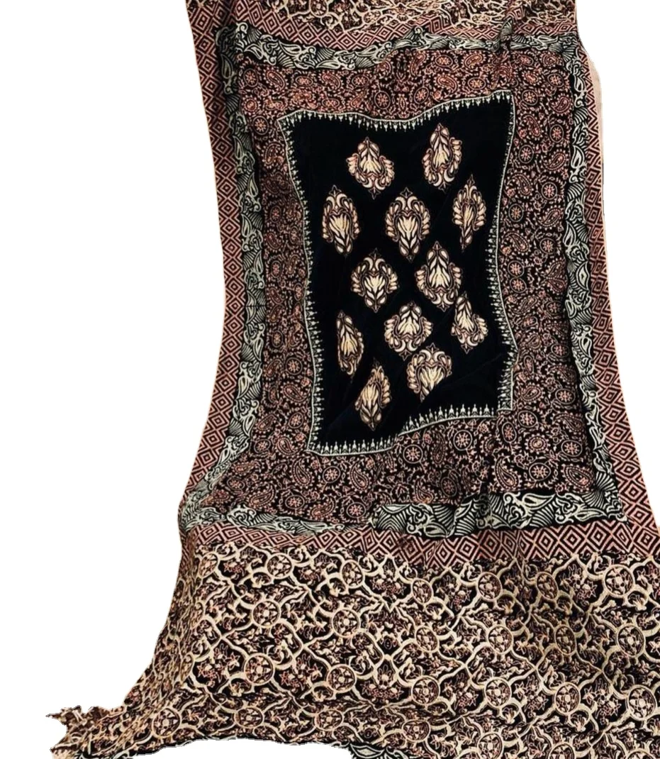 Block Printed velvet shawl